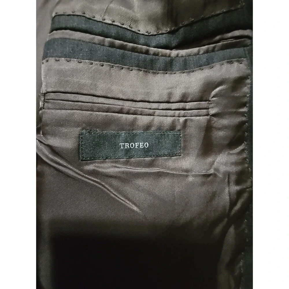 Ermenegildo Zegna Milano Trofeo 56L Dark Brown Stripe Wool Sport Coat